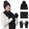 Mütze, Schal Und Handschuh-Set Für Damen - 3 In 1 Winter Beanie Mit Touchscreen Handschuhen (Schwarz)