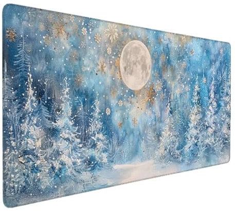 Tapis de Souris de Gaming XL, 1200 x 600 x 3mm, Antidérapant, pour Ordinateur de Jeu, (Bleu Neige) Tapis de Souris Ergonomique, Tapis de Souris XXL Gamer et sous Main Bureau Tapis de Souris XL D-93