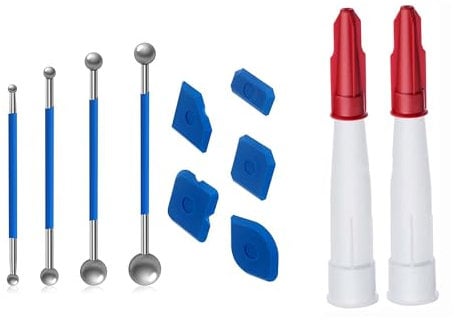 SMTCM 13 Stück Werkzeug Schaber Kit Fugenglätter Set Caulking Werkzeug 3 in 1 Silikonabzieher Silikon Fugenglätter Kugel Silikonfugen Abzieher Dichtungswerkzeuge für Badezimmer Küchenfliesen Fugen