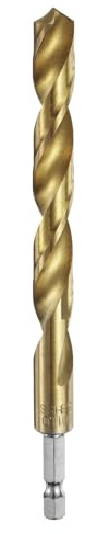 sourcing map 1/4 Hex Shank Twist Drill Bits 11mm Titanium Coated High Speed Steel Quick Change Hex Drilling Bit Jobber Drill Bits for Wood Plastic Metal, Gold