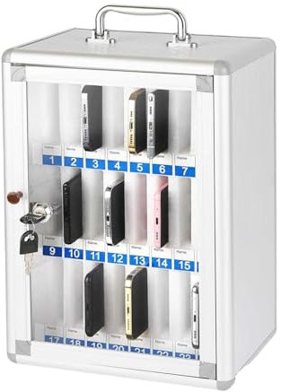 Handy Safe Metall, 24-Bit Transparente Handy-Box, Safe Metall Handy Schließfach mit Schloss, für Schulhandy, Büro, Kirche, Fitnessstudio, Handyfreie Zone