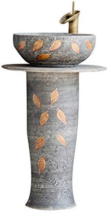 CAFIEDR Lavabo sur Pied intérieur et extérieur, lavabo sur Pied Monobloc Art avec Trou d'installation de Drain, Accessoires de Salle de Bain, pour intérieur e(L 55x45x80cm)