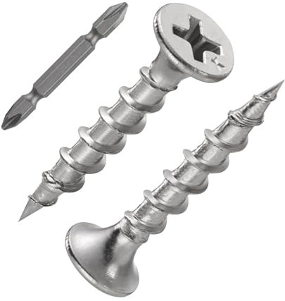 ORTAVA 200 Stück Schnellbauschrauben 3,9 x 25 mm, Trockenbauschrauben Grobgewinde und Kreuzschlitz Phosphatiert mit Schraubendreher Bit, Rigips Schrauben, Gipskartonschraube, Holzschrauben (Silber)