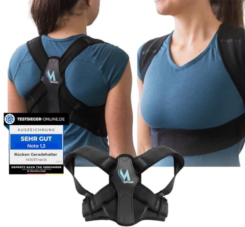 MARTneck® Rückentrainer | Haltungskorrektur | Von Sportwissenschaftlern und Orthopäden designed | Kinder, Damen, Herren | Kostenlose App | Unterstützung: Nacken, Schulter, Rücken (L)