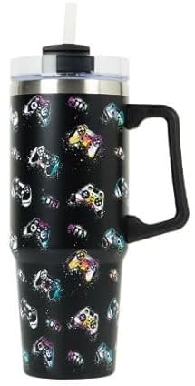 New Charming 3D Gamer Design Tumbler 850ml with Adjustable Lid with Both Straw and Mouthpiece, Best for Gamer, Perfect for Carrying Hot and Cold Drinks - Multicolor.