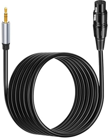 JUGCUT XLR-Buchse auf 3,5-mm-Kabel, Mini-Klinken-Mikrofonkabel, symmetrisches Kabel, Adapter, Nylongeflecht, XLR-Buchse, Mikrofon, Mikrofon für iPhone, Computer, Videokamera und mehr (1 m)