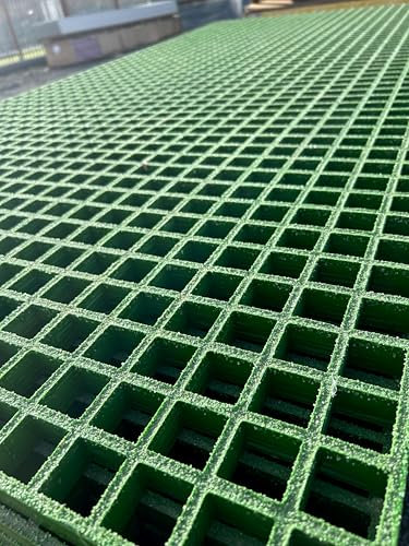 GRP Grating panels 2000 x 1000mm - 25mm thick Green Fiberglass Moulded Gratings Bar Grate 38mm Mesh size Grating Panel Grill for Platforms, Walkways, Flooring, Ramps