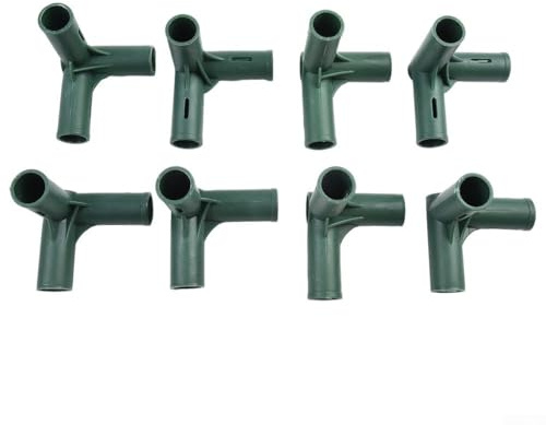 Set Of 8 Greenhouse Frame Joint Connectors - 19Mm Heavy Duty Pipe Awning Brackets Green Plastic Supports For Garden Structures(1#)
