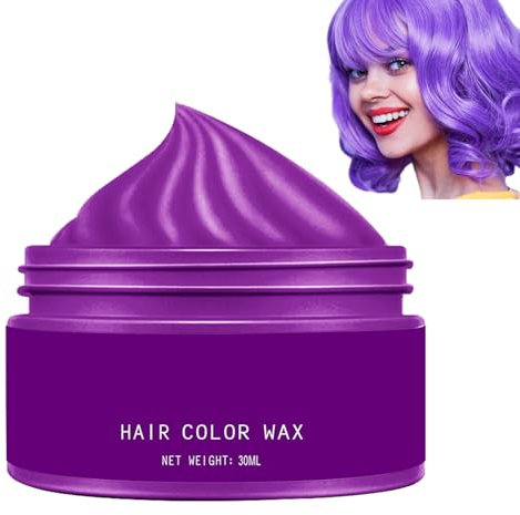 Cera Instantánea para el Cabello,Pomada de Peinado Natural con Resultado de Color Ultra Fresco para Fiestas,Lavable Cera Pelo Color Cera para Cosplay,Tinte Temporal Pelo Mujer y Hombre,Púrpura