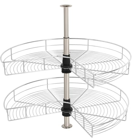270 ° giratorio de alto rendimiento metal solución de almacenamiento armario de esquina ciego organizador de 2 niveles de altura ajustable 54,4 – 77 cm para las bandejas de horno de 17,6 kg de