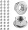 Flewdart 30pcs tuerca brida dentada M5 de 304 acero inoxidable, tuerca hexagonal para tornillos ø 5mm Din 6923 / Iso 4161, M5/M6/M8/M10/M12/M14 (M5 30pcs)