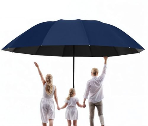 Meichoon Ombrello di grandi dimensioni per 3-4 persone 12 costole impermeabile antivento leggero durevole protezione UV per giornate di sole e pioggia viaggi