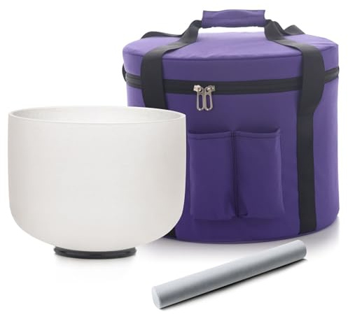 Frosted Quartz Crystal Singing Bowl 6-14 Inch Heart Chakra 432Hz Or 440Hz A-G Note For Sound Bath Meditation Yoga Healing With Suede Activator Rubber Mallet Storage Bag(Size:6inch,Color:432HZ)