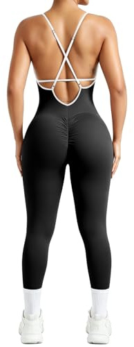 STARBILD Damen Sport Jumpsuit Rückenfreie Verstellbaren Spaghetti Strap, Booty Lifting Overalls Push Up, Fitness Eng Einteiler Padded, für Workout Yoga Gym Laufen