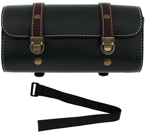 VICASKY Retro Fahrrad Lenkertasche und Satteltasche aus Robustem Material mit Metall Schnellverschluss Vielseitig für Radfahren und Motorrad Fahrzubehör Grün