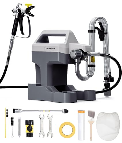 InoKraft NEO Airless Farbsprühgerät, 460W, bis 7 m²/min, 7,6 m Schlauch | Airless Spritzgerät Komplettset für Anfänger, Farbsprühsystem für Wandfarbe, inkl. Zubehör & Anleitung