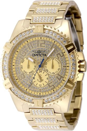 Invicta Ocean Voyage Herren Armbanduhr Wasserdicht Analog Quarzwerk Edelstahl Gold Zifferblatt 45mm 48922