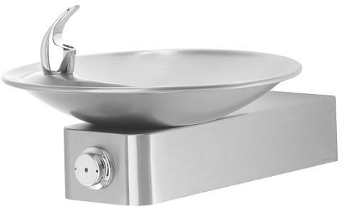 Haws 1001 Satin Finish 18 Gauge 304 Stainless Steel Barrier-Free Drinking Fountain with Sculpted Bowl (Mounting Frame Not Included)