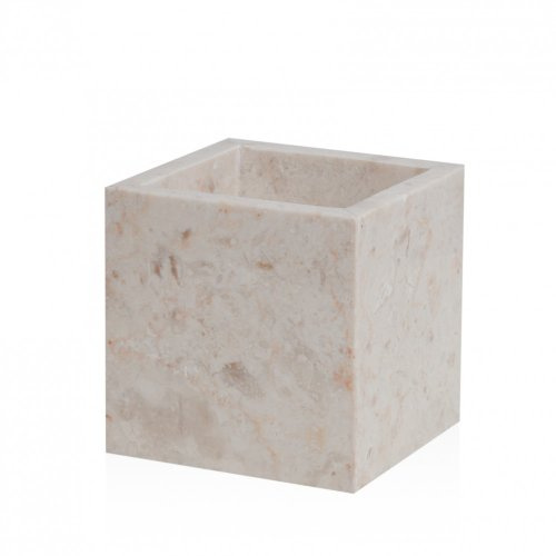 wohnfreuden Marmor Schale Creme eckig 10 cm - Natursteinbehälter poliert quadratisch Aufbewahrung