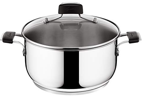 Lagostina Tempra Casseruola Fonda, 2 Maniglie con Coperchio, Ø 26 cm, Acciaio Inossidabile, Argento