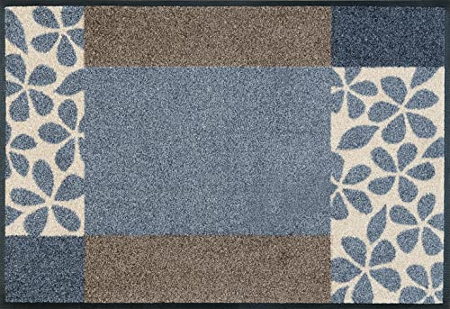 wash+dry Fußmatte, Florita grey 50x75 cm, innen und außen, waschbar
