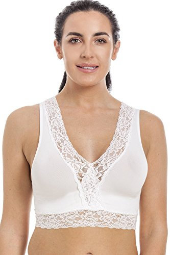 Camille Womens White Seamfree Maternity Lace Sleeping Bra S