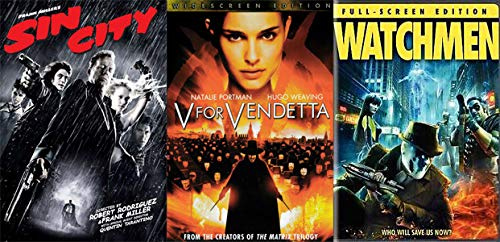 Gritty Comic Classics Come to Life: Sin City & V For Vendetta & Watchmen DVD Bundle