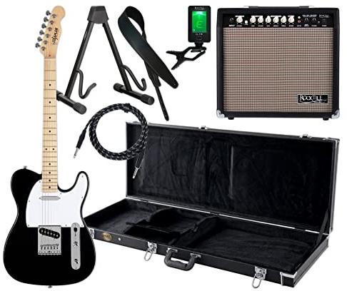Shaman Element Series TCX-100B Komplett Set - E-Gitarre - Modeling-Verstärker - Koffer - Ledergurt - Ständer - Kabel - schwarz