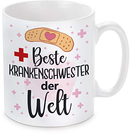 Herzbotschaft Tasse mit Motiv Modell: Beste Krankenschwester der Welt