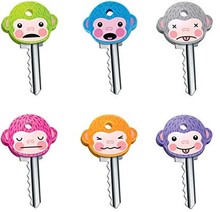 LHKJ 6 Stück Niedlich Affen Monkeys Schlüsselkappen Set