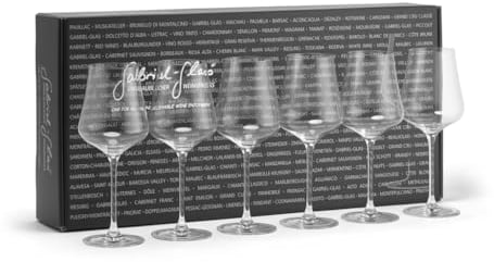 Palatina Werkstatt ® Gabriel-Glas, Standart Edition im 6er Geschenk-Set, Universalglas Weinglas nur 150 Gramm schwer, spülmaschinenfest + großem weichem Gläserpoliertuch