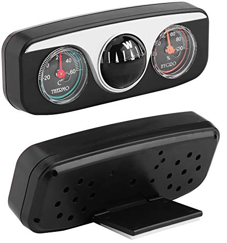 Topzon Armaturenbrett Kompass, 3-in-1-Auto-LKW-Armaturenbrett-Halterung, Navigationsrichtung, Kompass, Thermometer, Hygrometer, Kunststoff, Schwarz