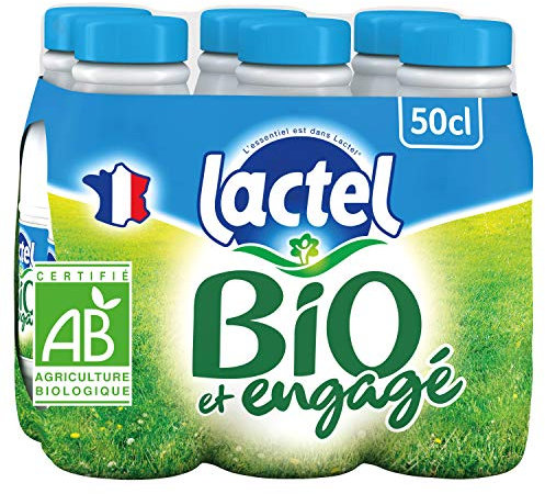 Lactel Lait Bio Engagé demi-écrémé Set de 6 bouteilles 50cl