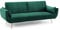 invicta INTERIOR Retro Schlafsofa DIVANI 220cm smaragdgrün Samt goldene Füße Bettfunktion 3er Sofa Schlafcouch Schlaffunktion Couch