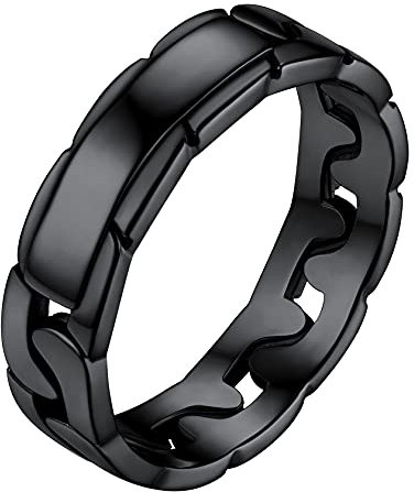 ChainsHouse Punk Fingerring schwarz Bandring Panzerkette Fingerring Statement Fingerring Vintag Cuban Link Ring Partnerring Freundschaftsring