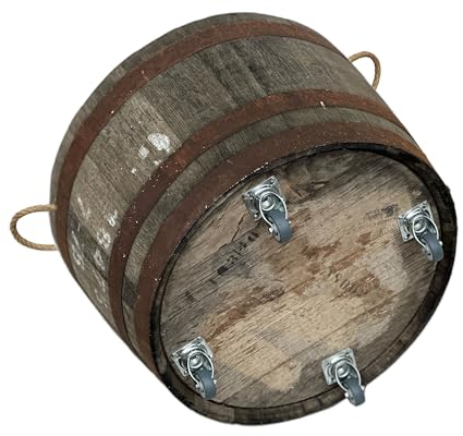 Temesso Halbes Fass rund aus einem original schottischen Whiskyfass (Natur - mit Schlaufen und Rollen)