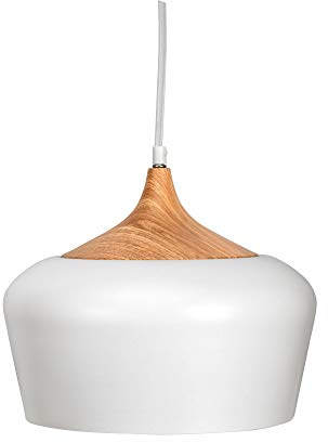 Pauleen 48147 Pure Delight Pendelleuchte in Weiß Pendellampe mit Holzoptik skandinavisches Design Lampe max40W E27 Weiß 230V Metall