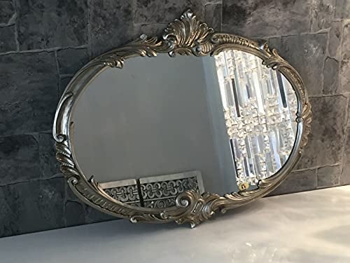 artissimo Wandspiegel Barock Oval Antik Silber 52x42 Badspiegel Vintage Retro Spiegel Prunk zum Aufhängen Nostalgie