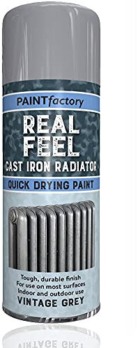 RTS Cast iron Spray Paint - Aerosol Metal Effect Radiator Spray – Durable Finish Premium Quality Effect White Grey Interior Exterior, Quick Dry Effect Paint