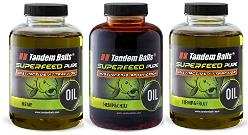 Tandem Baits Karpfen Futter Angelfutter Attraktor Öl SuperFeed Pure Oil 3-er Set 500 ml Hanf Und Gewürzaroma