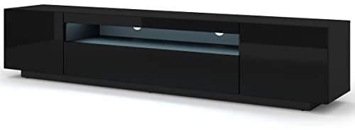 Homlando Lowboard TV Schrank Aura 200 cm Hängend oder Stehen universal Unterschrank Fernsehschrank TV Board Sideboard HiFi-Tisch Hängender Schrank (Schwarz mit led), 200 x 37 x 42 cm