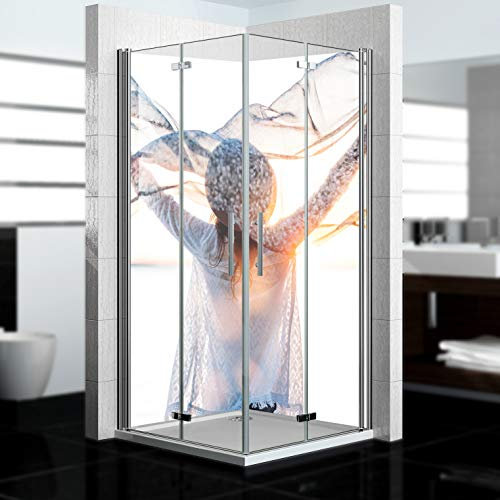 dedeco Eck-Duschrückwand wasserfest Motiv: Boho V3 Freedom, 2 x 100x210 cm, als Badrückwand zum Fliesenersatz, als Dekorwand, Wandverkleidung und Duschplatte aus Aluminium - Made in Germany