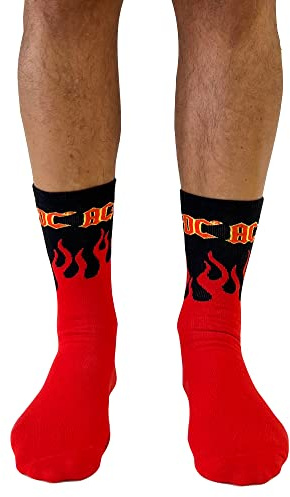 AC DC Socken, ACDC Original AC/DC Socken für Erwachsene, Offizielles Produkt, Schwarz und Rot (44-46)