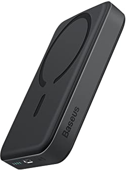 Baseus Caricatore magnetico wireless portatile, 10000 mAh, con cavo USB C PD da 20 W, per iPhone 14/13/12, nero