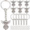 SUNNYCLUE 1 Box 90pcs Diy 30 set Schutzengel Charm Schlüsselanhänger Weihnachtsengel Charms Masse Tibetische Feenflügel Schlüsselanhänger Bausatz Doppelschlaufe Rund Verschüttete Metall Biegeringe Sch