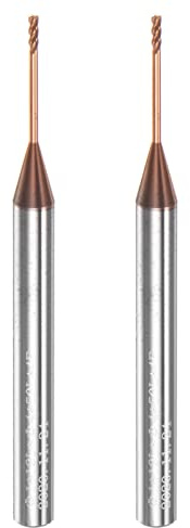 sourcing map 2 Stück VHM Schaftfräser 1 mm, 4 Zähne Klingenlänge 12 mm TitanBeschichtung (Nanograd)-Beschichtung CNC Fräser für Edelstahl, Verbundwerkstoffe und Legierungen