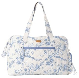 STAYA, Gesteppte Reisetasche, Perfekter Reisebegleiter, Gesteppte Wochenendtasche für Damen, Blau floral, Medium