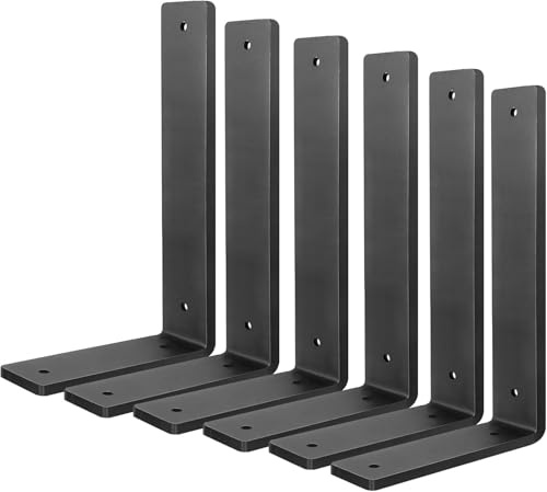 Heavy Duty Shelf Brackets 10 Inch, 6 Pack Floating Shelf Brackets, L Wall Shelf Bracket for DIY Decorative with Mounting Hardware