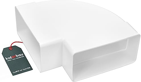 KOTARBAU® Umlenkstück 120 mm x 60 mm Horizontales 90° Kanalbogen Kanalverbinder Eckig Flachkanal Abluft Zuluft Kunststoff Winkel Luftkanal Weiß