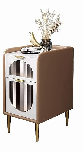 Nachttisch mit Glasschubladentür, extra schmaler Nachttisch aus Massivholz, einfacher moderner Schlafzimmer-Beistelltisch, Nachttisch aus Felsplatte, keine Installation ( Color : Taupe , Size : 40x40x